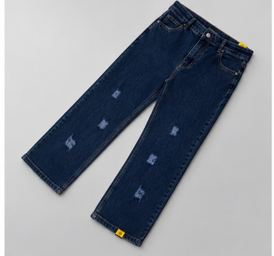 Qeuika Women's Mid Blue High Rise Wide Leg Jeans