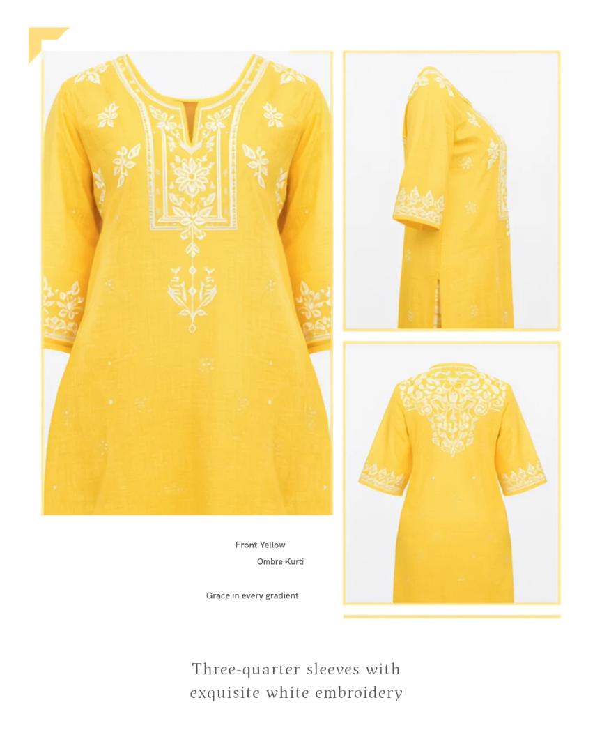 Yellow trending regular use kurti coching, college, market 